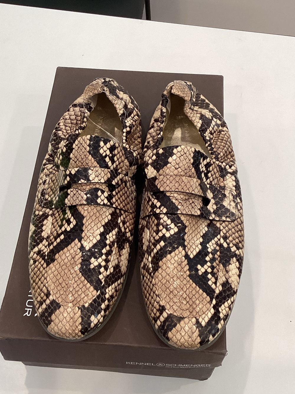Kennel& Schmenger Snake-Print Loafers.